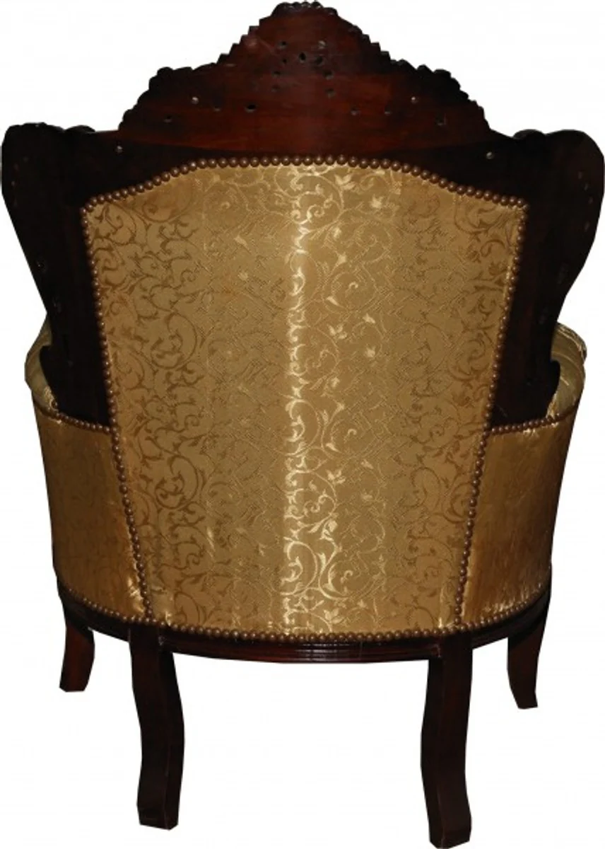 Baroque armchair King Gold pattern / brown 85 x 85 x H. 120 cm - luxury furniture in antique style