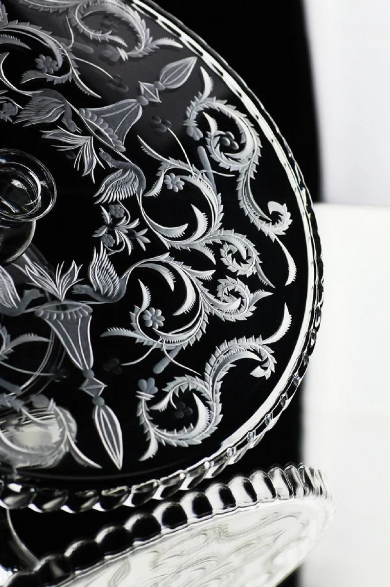 Luxury cake plate silver Ø 32 x H. 12 cm - Handmade and hand-engraved glass cake plate - Hotel & Restaurant Accessories - Luxury quality