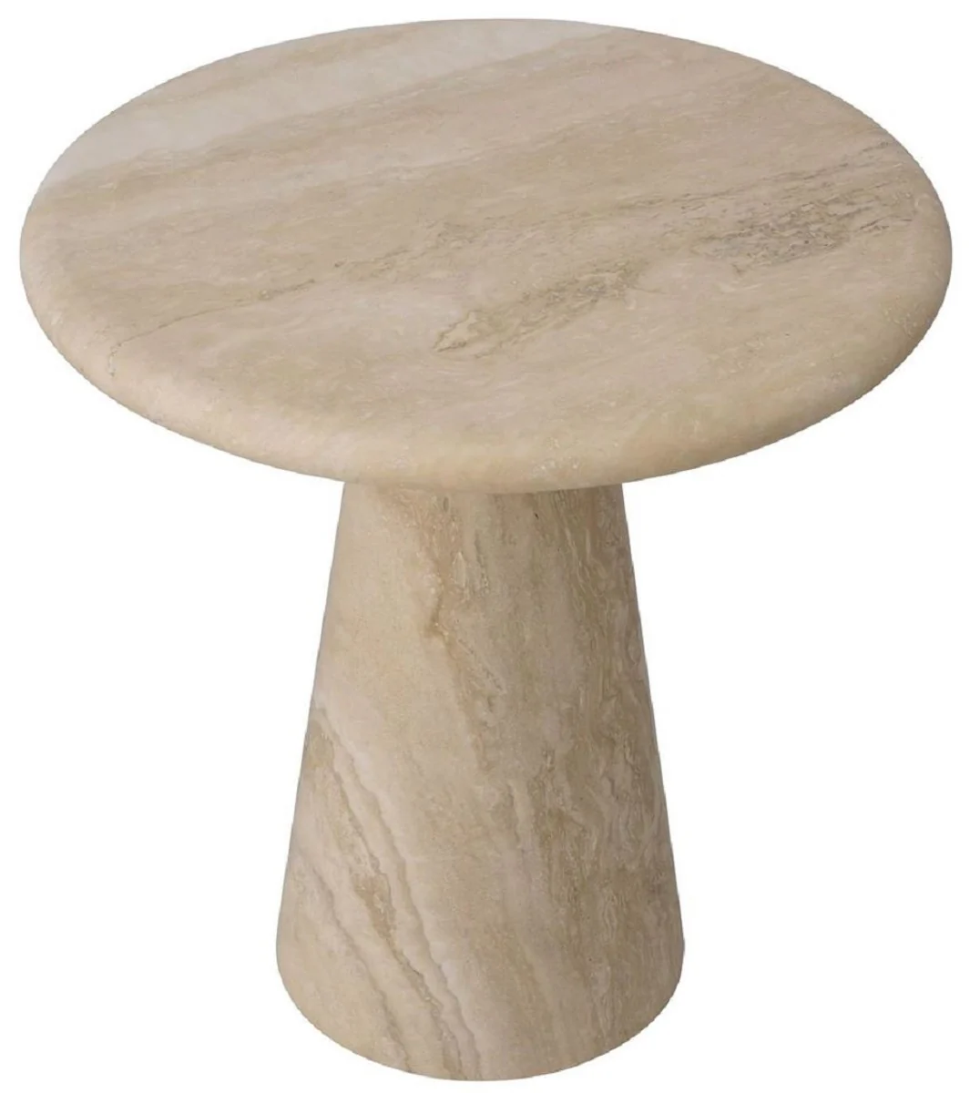 Luxury side table beige Ø 45 x H. 46 cm - Round side table made of high-quality travertine limestone - Living room & hotel furniture - Luxury collection