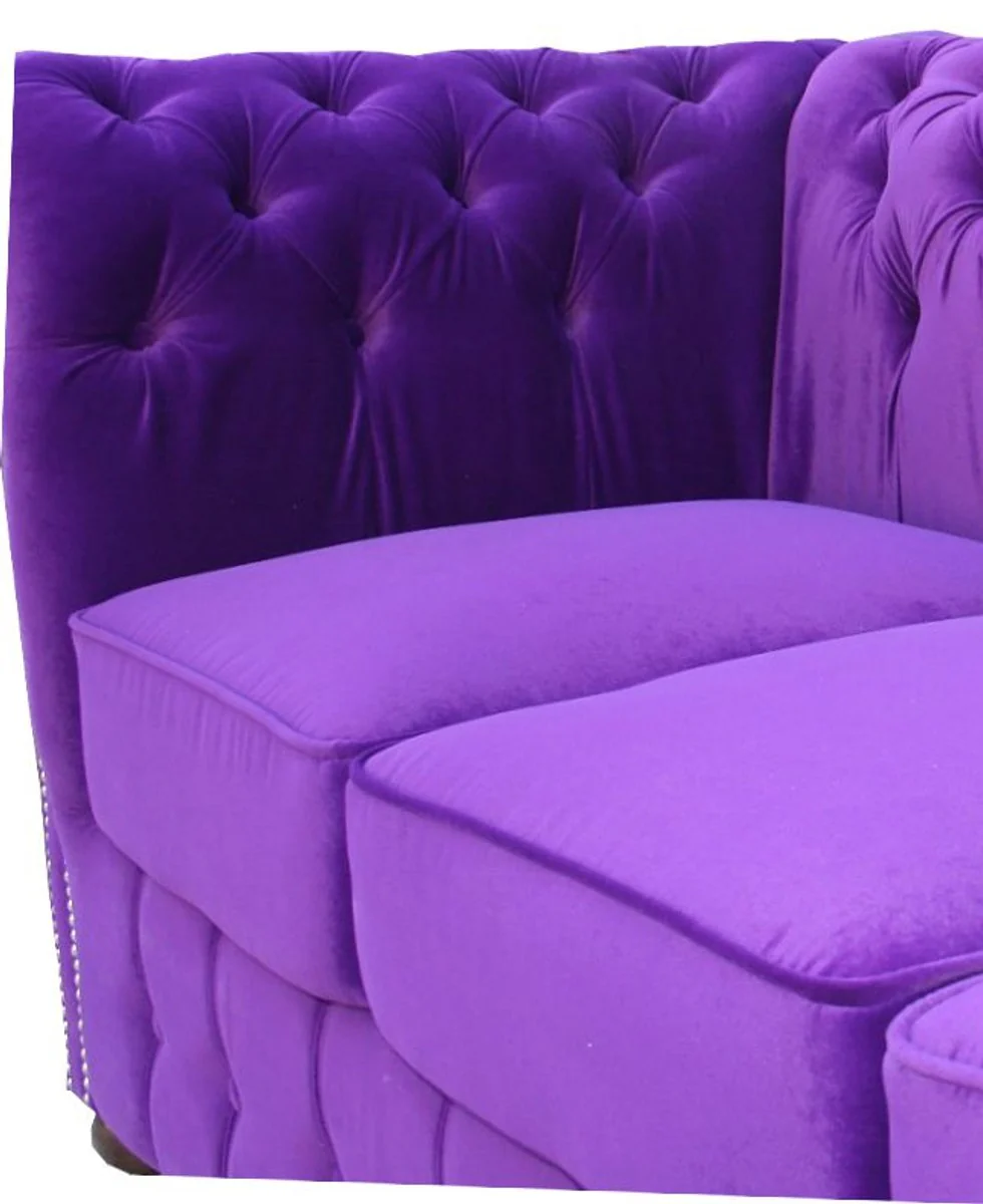 Chesterfield 3-seater sofa in purple 200 x 90 x H. 78 cm - luxury quality