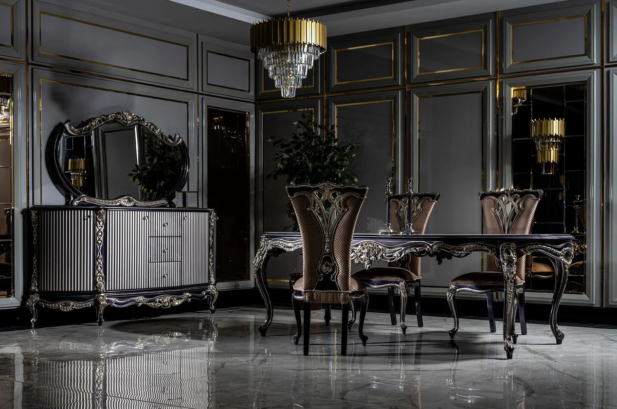 Luxury Baroque Dining Room Set White / Purple / Gold - 1 Dining Table & 6 Dining Chairs - Magnificent Baroque Dining Room Furniture