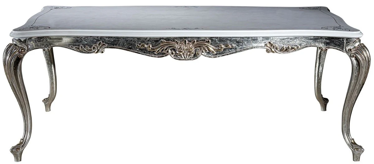 Luxury Baroque Dining Room Set Light Blue / Silver - 1 Dining Table & 6 Dining Chairs - Baroque Dining Room Furniture - Noble & Magnificent