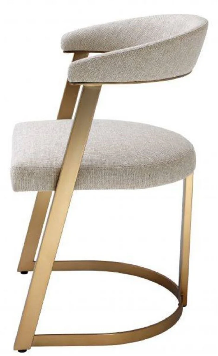 Designer chair with armrests natural color / brass color 53.5 x 49 x H. 78 cm - dining room chair - office chair - designer furniture