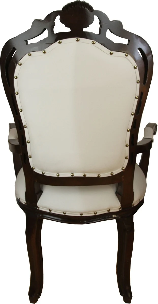 Luxury baroque dining room chair in light cream/brown with armrests - hotel baroque chair - luxury quality