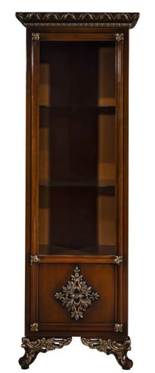 Luxury Baroque Display Cabinet Brown / Gold - Handcrafted Solid Wood Display Cabinet - Baroque Living Room Furniture