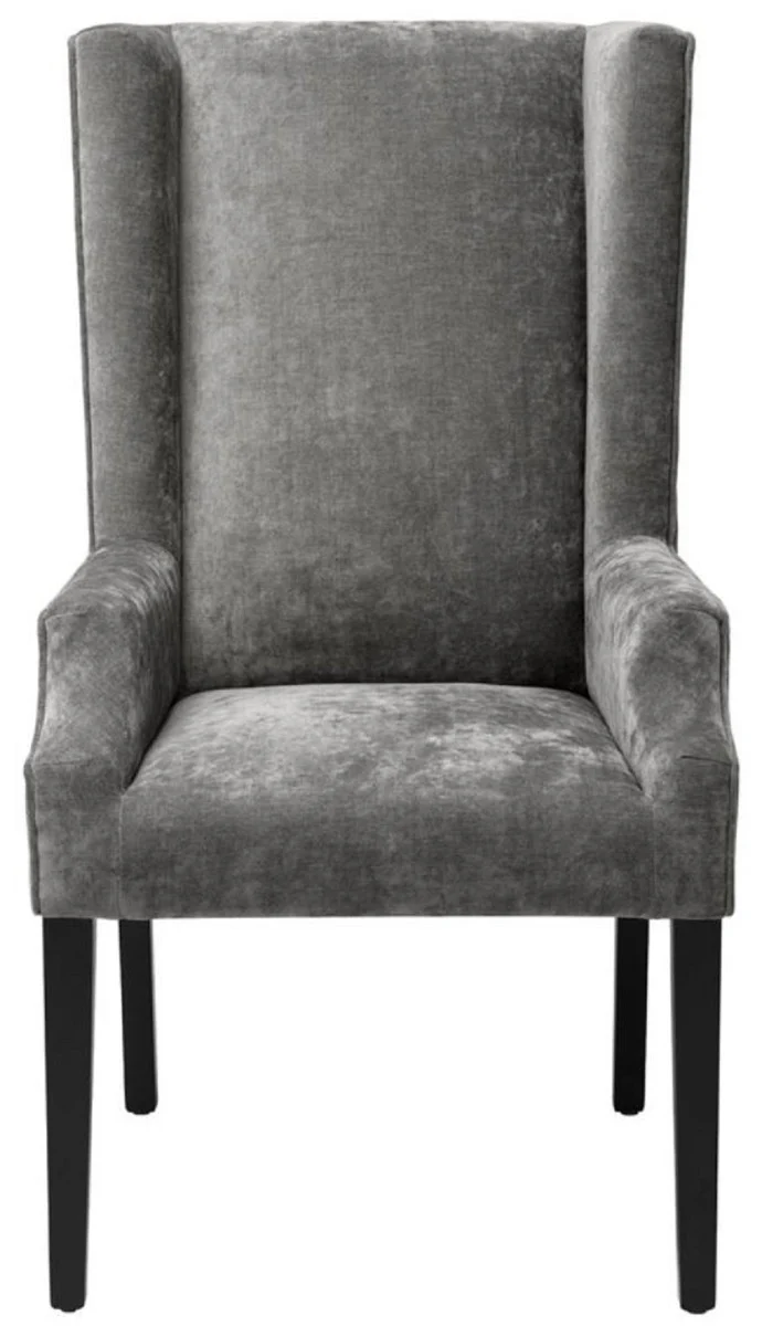 Luxury dining room chair gray / black 63 x 76 x H. 115 cm - high-back dining chair with armrests