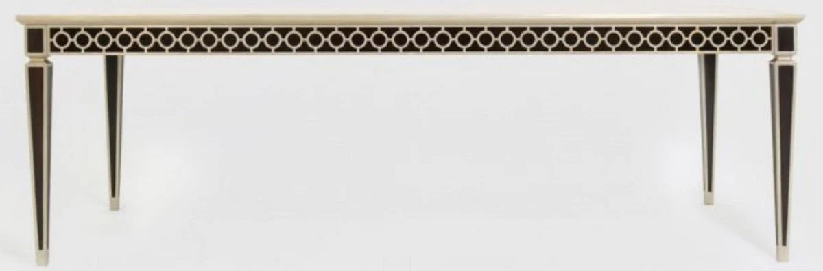 Luxury baroque dining table black / silver 240 x 110 x H. 78 cm - solid wood kitchen table - dining room table - dining room furniture in the baroque style