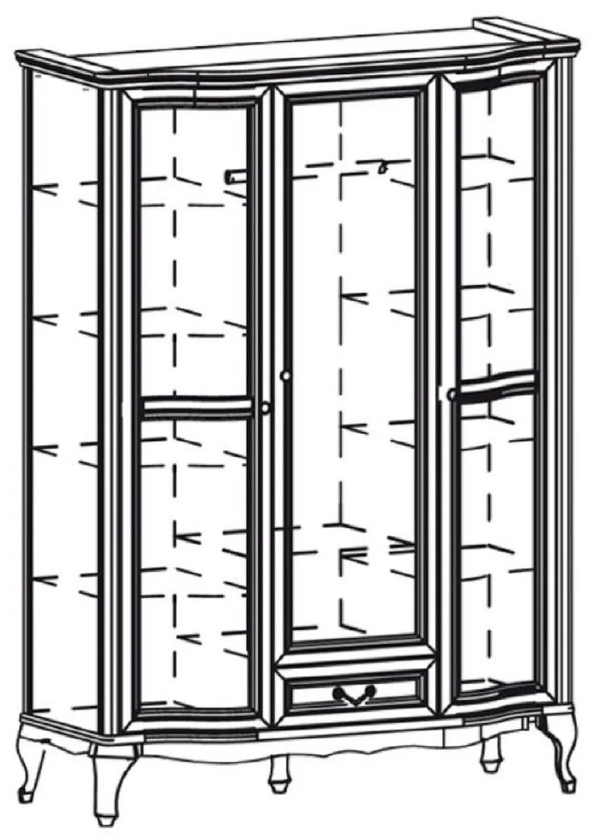 Luxury Art Nouveau bedroom wardrobe cream colored 147.8 x 63.5 x H. 206 cm - solid wood wardrobe with 3 doors and drawer - Baroque & Art Nouveau bedroom furniture
