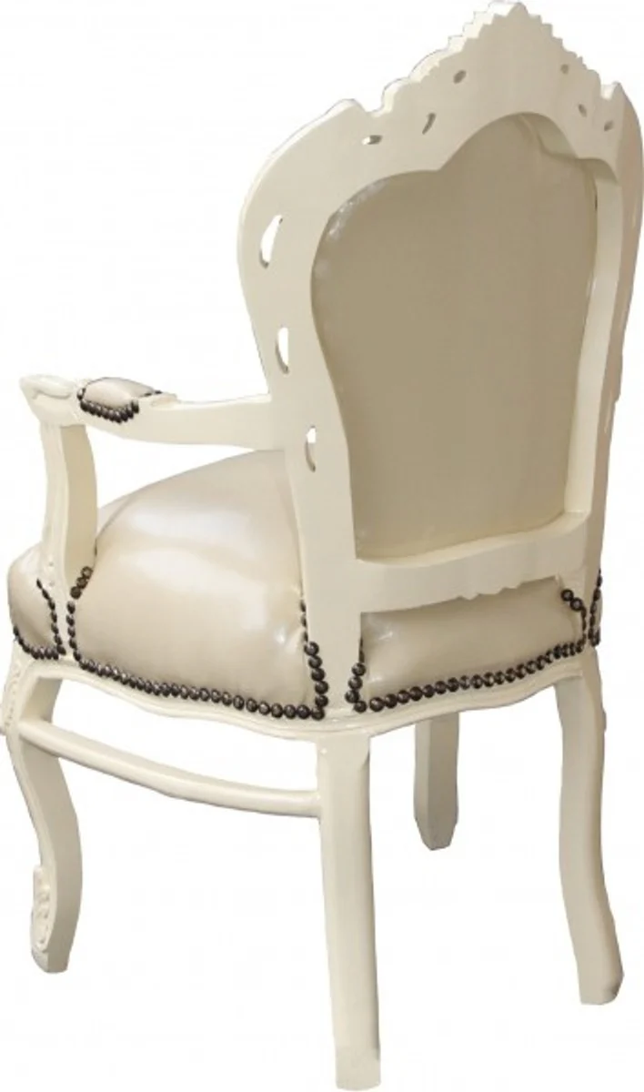 Baroque dining room chair with armrests cream / cream - furniture baroque chair