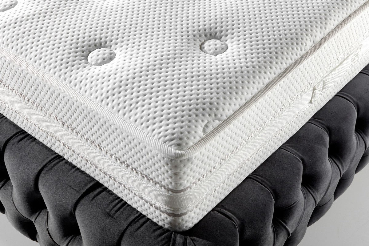 Luxury Double Bed Gray / Brown - Various Sizes - Modern Bed with Mattress - Bedroom Furniture