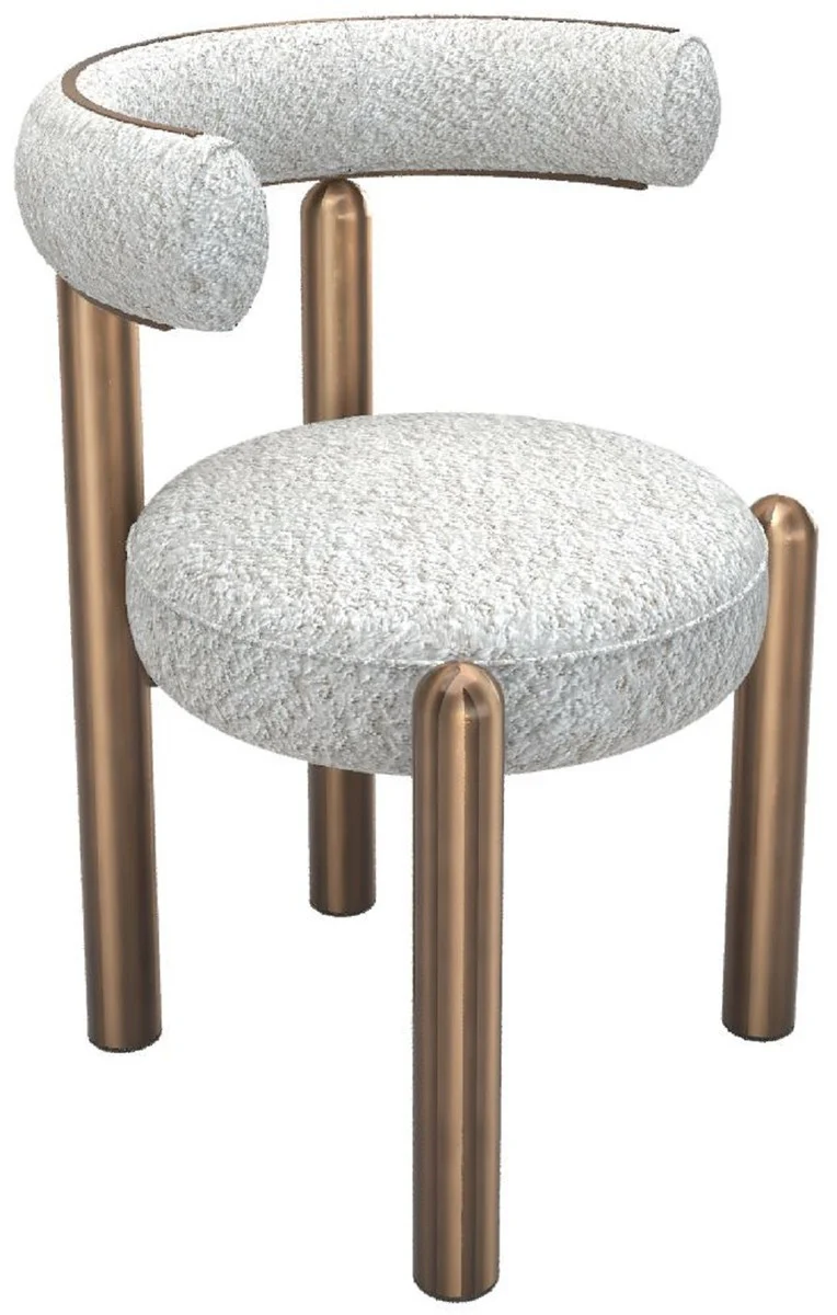 Luxury dining room chair with curved backrest white / bronze - dining room furniture