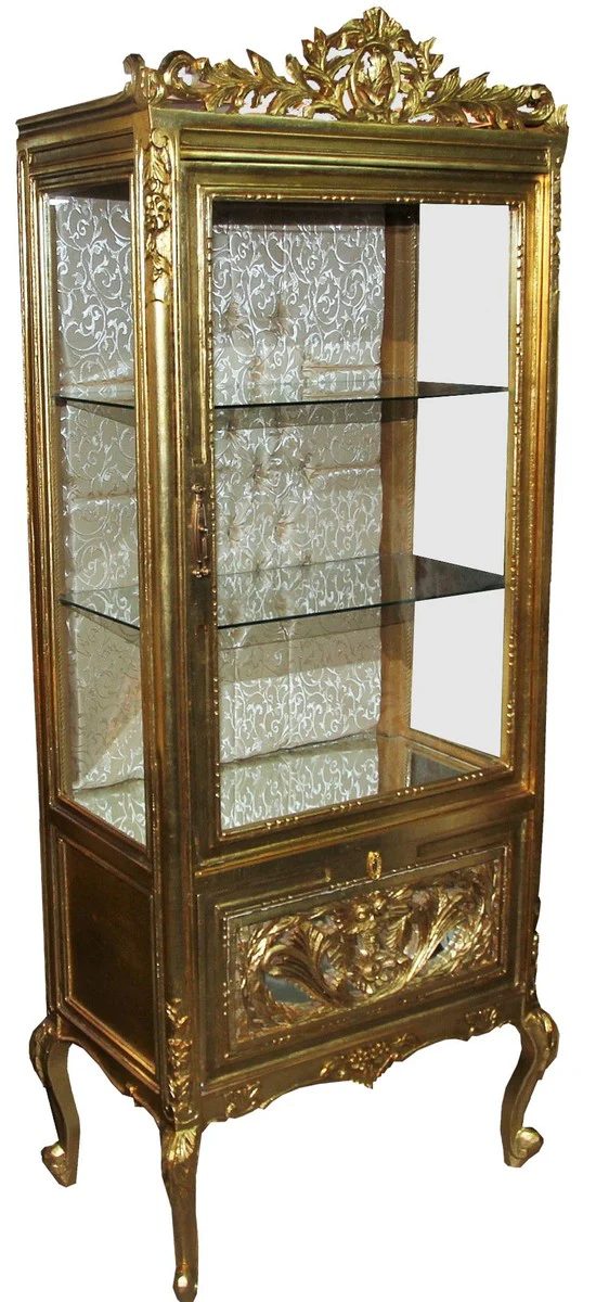 Baroque display cabinet gold / gold - display cabinet - living room cabinet glass display cabinet - antique look