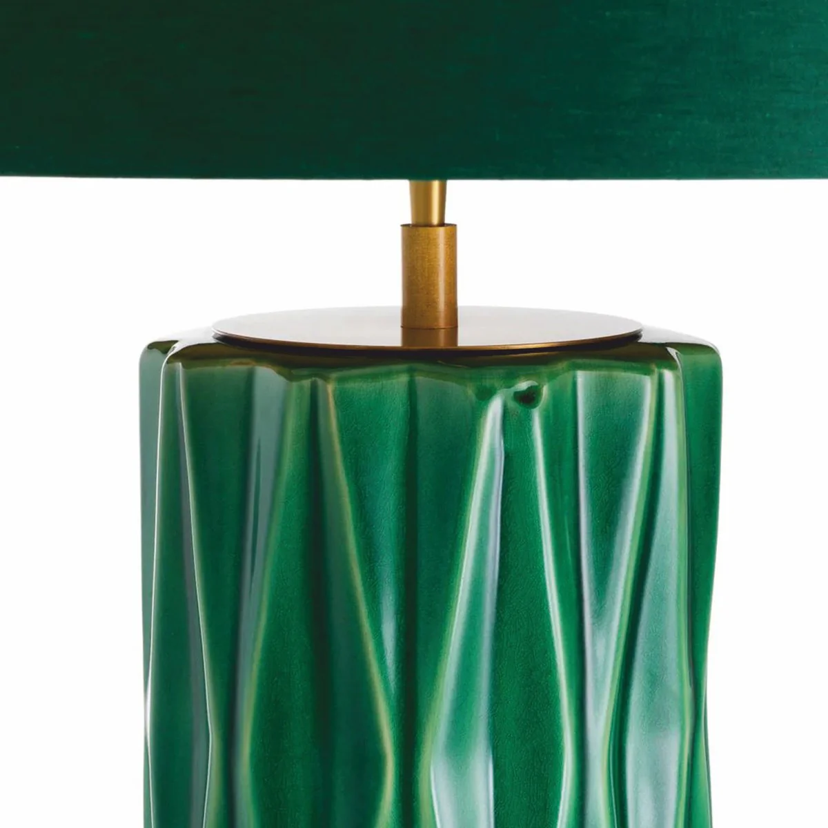 Luxury ceramic table lamp green / antique brass H. 88.5 cm
