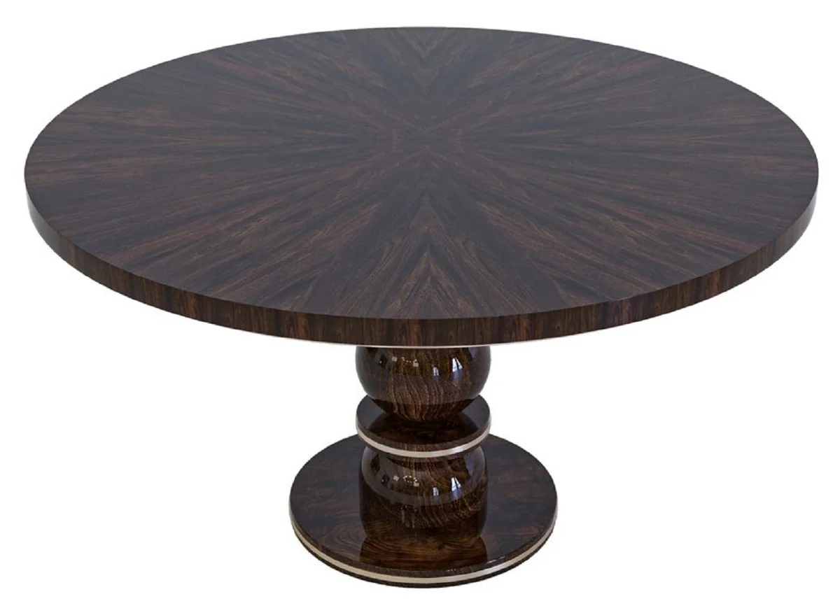 Luxury dining table dark brown / brass Ø 150 x H. 76 cm - Round solid wood dining room table - Dining room furniture - Luxury furniture