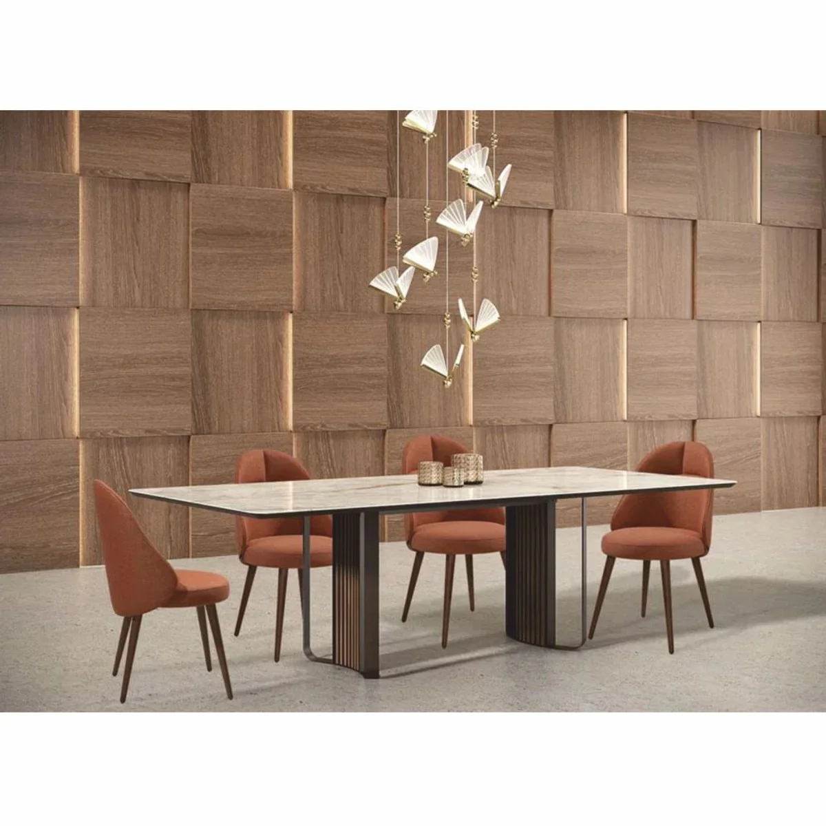 Luxury dining table with ceramic table top white / brown / bronze 240 cm