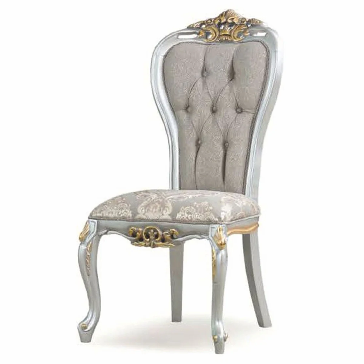 Luxury Baroque Dining Room Chair Set of 6 Gray / Silver / Gold - Baroque Dining Room Furniture
