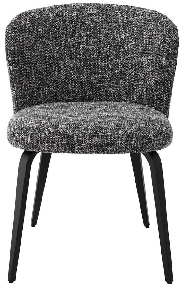 Luxury dining room chair black / black 57 x 69 x H. 81 cm - Padded kitchen chair in retro design - Luxury retro dining room furniture