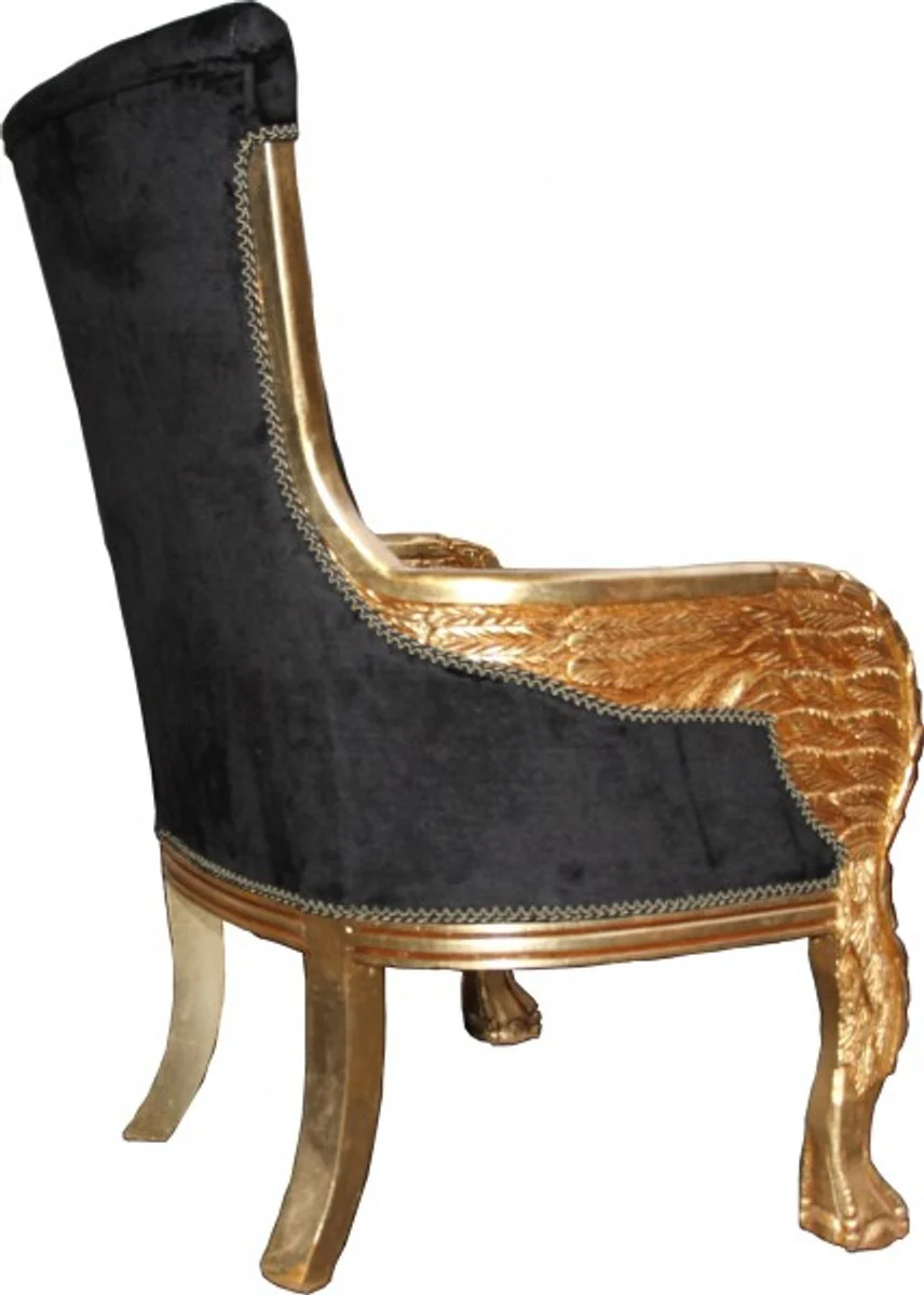 Baroque Lounge Chair Black / Gold Mod2 Furniture Antique Style - Living Room Club Furniture Armchair Throne
