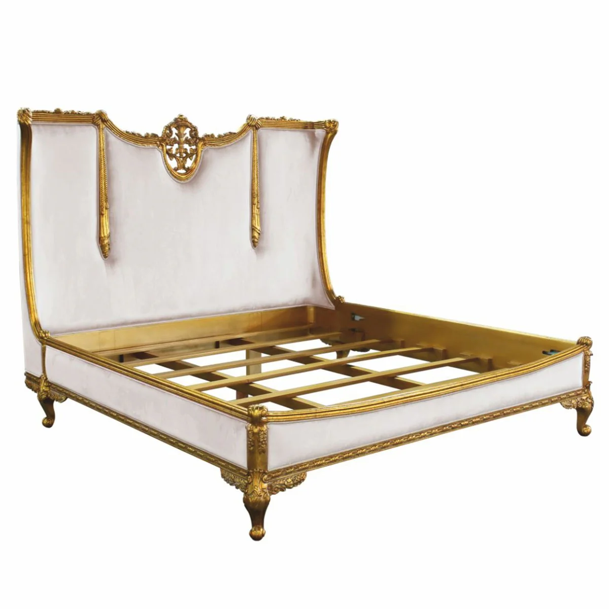 Luxury Baroque Double Bed White / Gold - Baroque style bedroom furniture