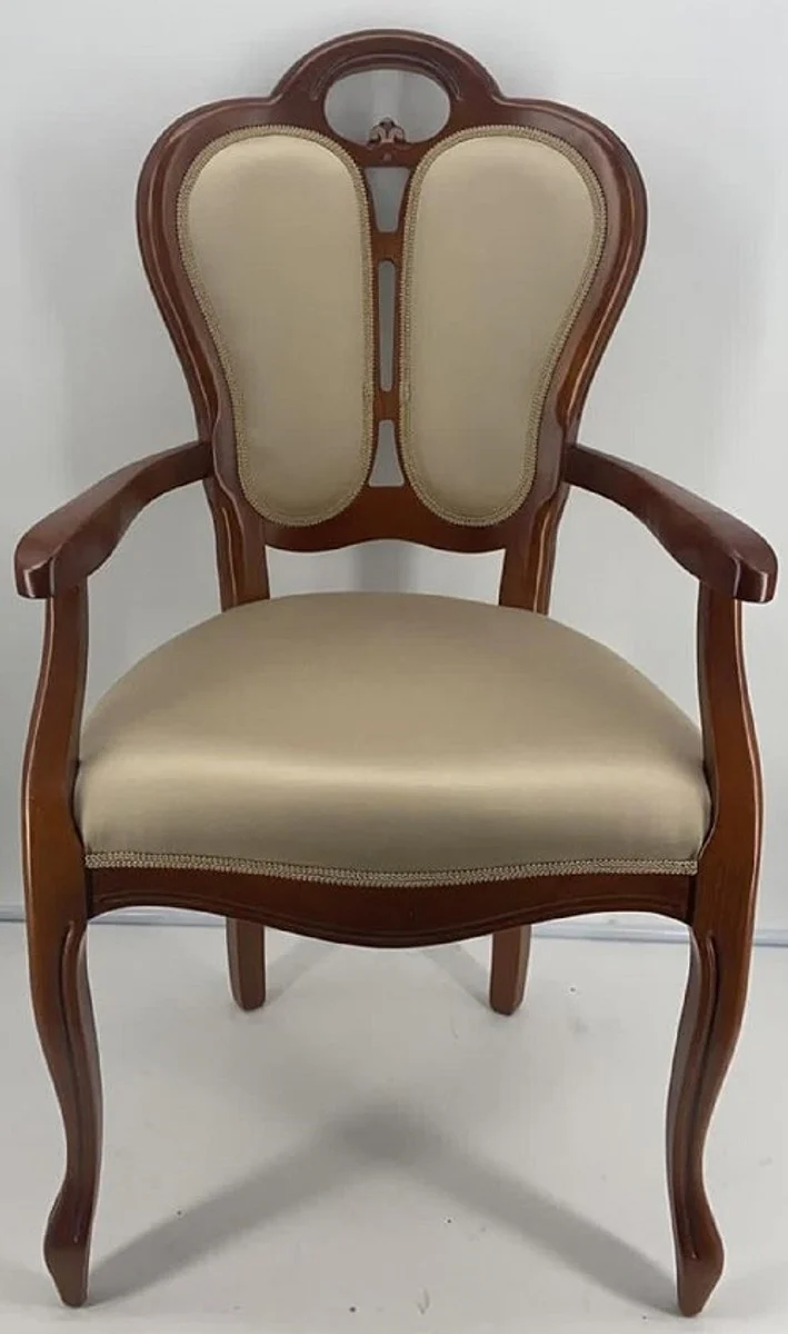 Luxury Art Nouveau dining chair set of 6 gold / brown 57 x 43 x H. 105 cm - Padded solid wood chairs with armrests - Art Nouveau dining room furniture