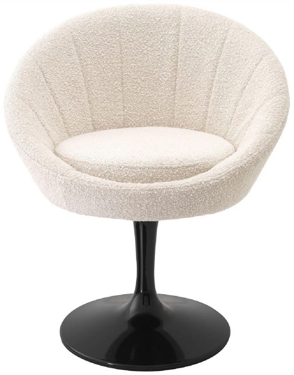 Luxury dining room chair cream / black 67 x 57 x H. 78.5 cm - swivel chair in 60s design - luxury dining room furniture