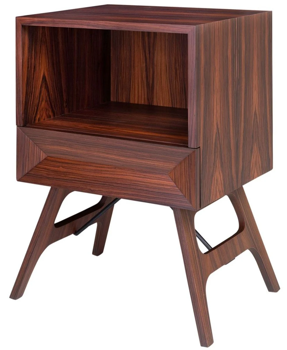 Luxury rosewood bedside table with drawer brown 50 x 40 x H. 70 cm - Bedroom furniture