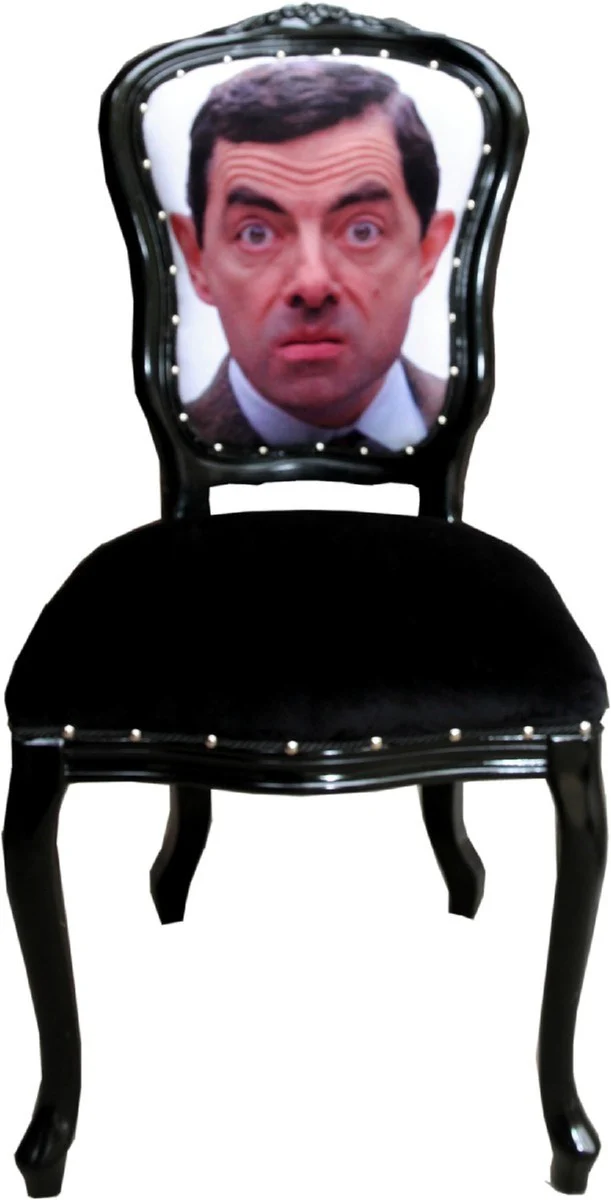 Luxury baroque dining room set caricature multicolored / black 55 x 54 x H. 103 cm - 6 handmade dining room chairs - designer chairs - baroque dining room furniture