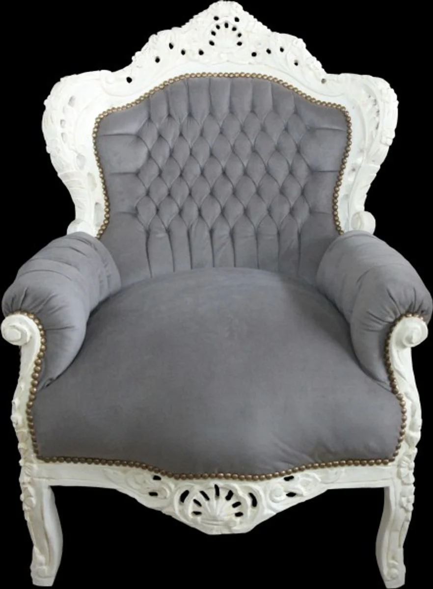 Baroque armchair King gray / cream 85 x 85 x H. 120 cm - antique style furniture