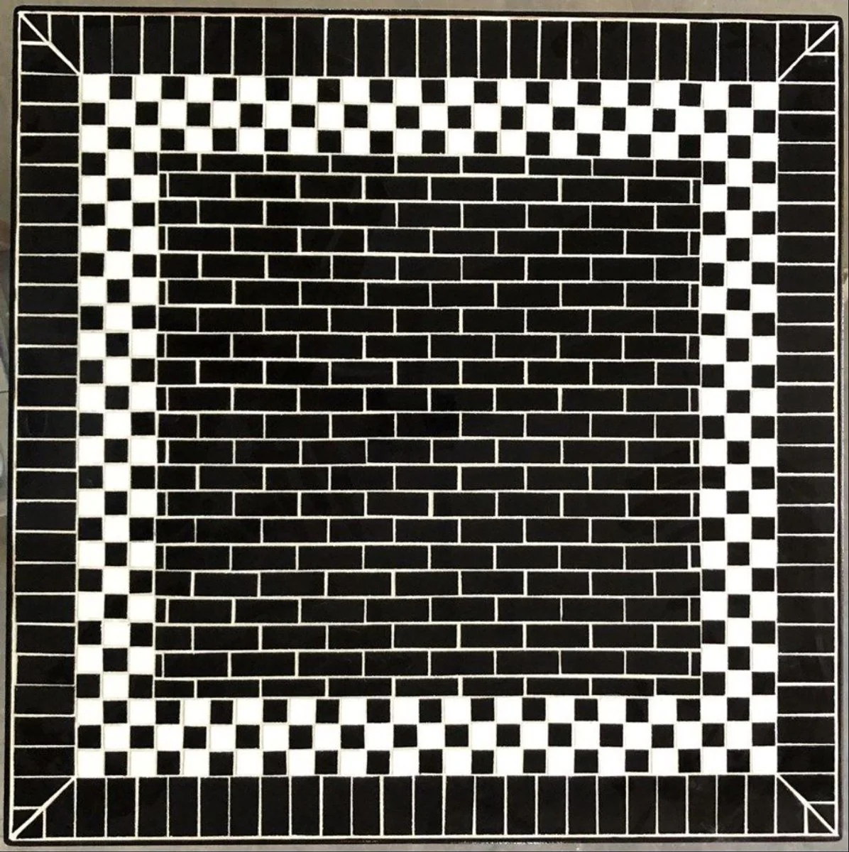 Luxury Art Nouveau side table black / white 60 x 60 x H. 50 cm - handmade wrought iron table with ceramic tiles table top - living room garden patio table furniture