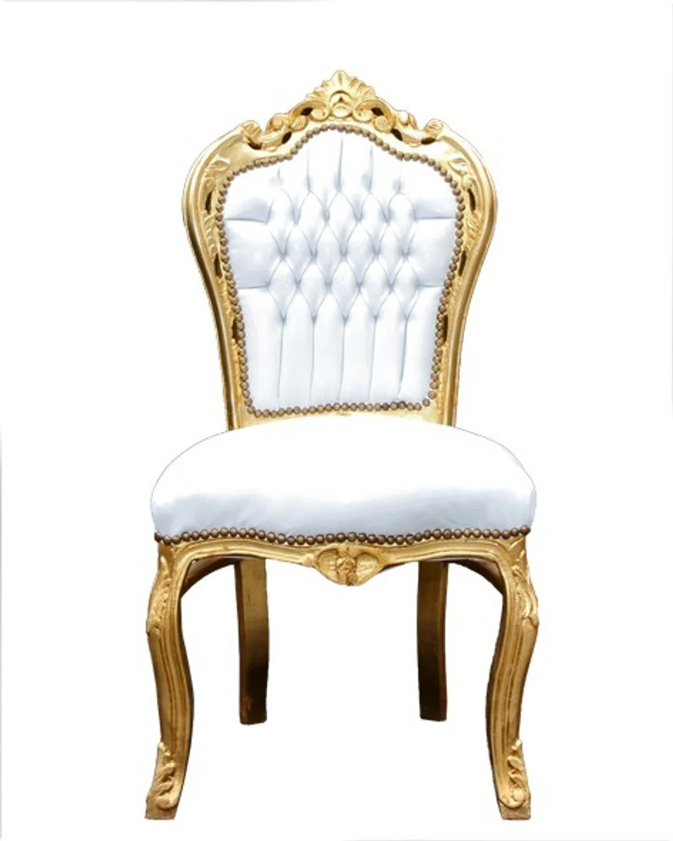 Baroque dining room set gold/white - dining table + 6 chairs without armrests