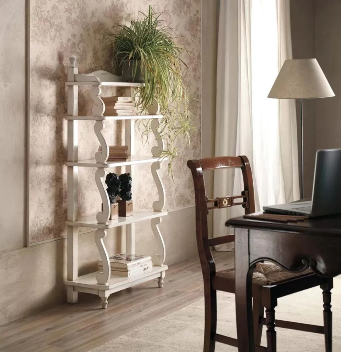 Luxury Art Nouveau shelf cabinet antique cream white - Made in Italy