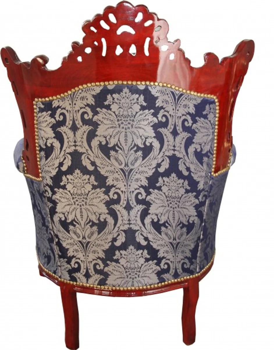 Baroque Armchair Al Capone Mod2 Royal Blue Pattern / Brown Red Furniture Antique Style - Limited Edition