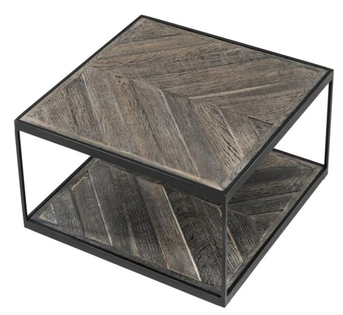 Designer side table made of galvanized steel and weathered oak - luxury collection