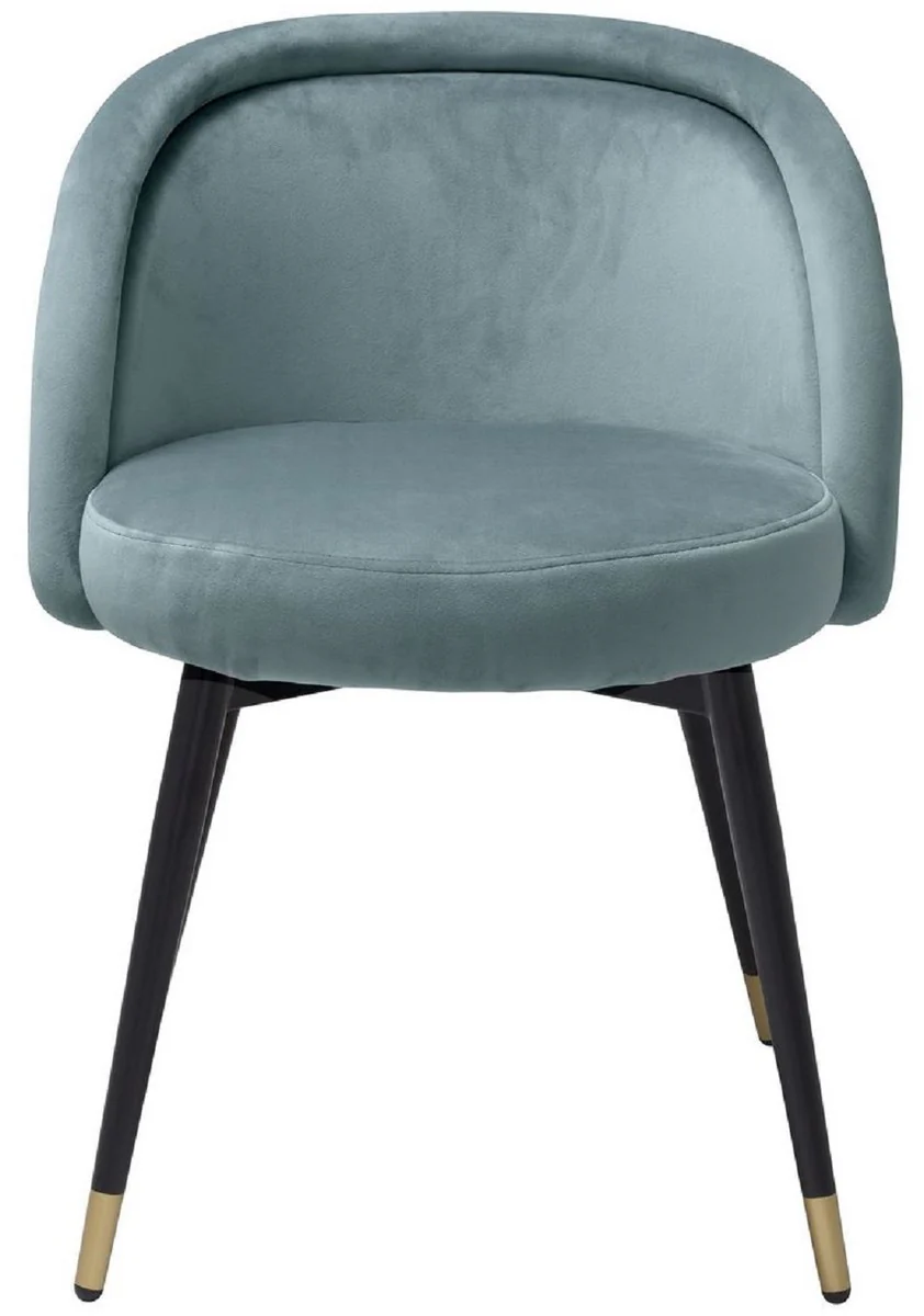 Luxury dining room chair set blue / black / brass 57.5 x 58 x H. 77 cm - Noble dining room chairs - Luxury dining room furniture