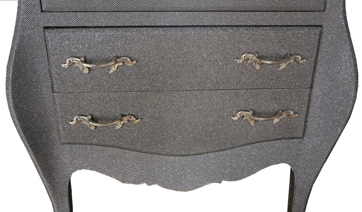 Baroque display cabinet in gray/silver glitter look - display cabinet - living room cabinet