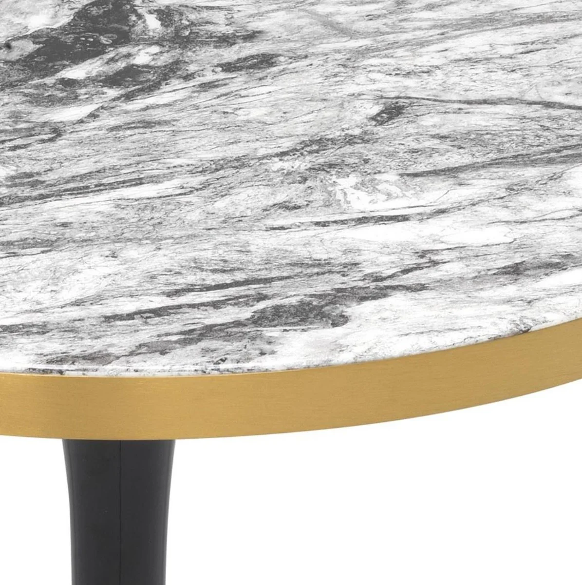 Luxury side table gray / brass / black Ø 55 x H. 52.5 cm - luxury furniture