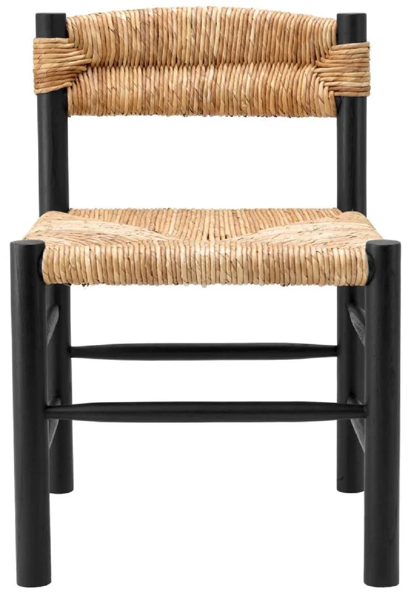 Luxury dining room chair black / natural color 54 x 62.5 x H. 80.5 cm - solid wood kitchen chair - dining room furniture - luxury furniture - dining room furnishings - luxury furnishings