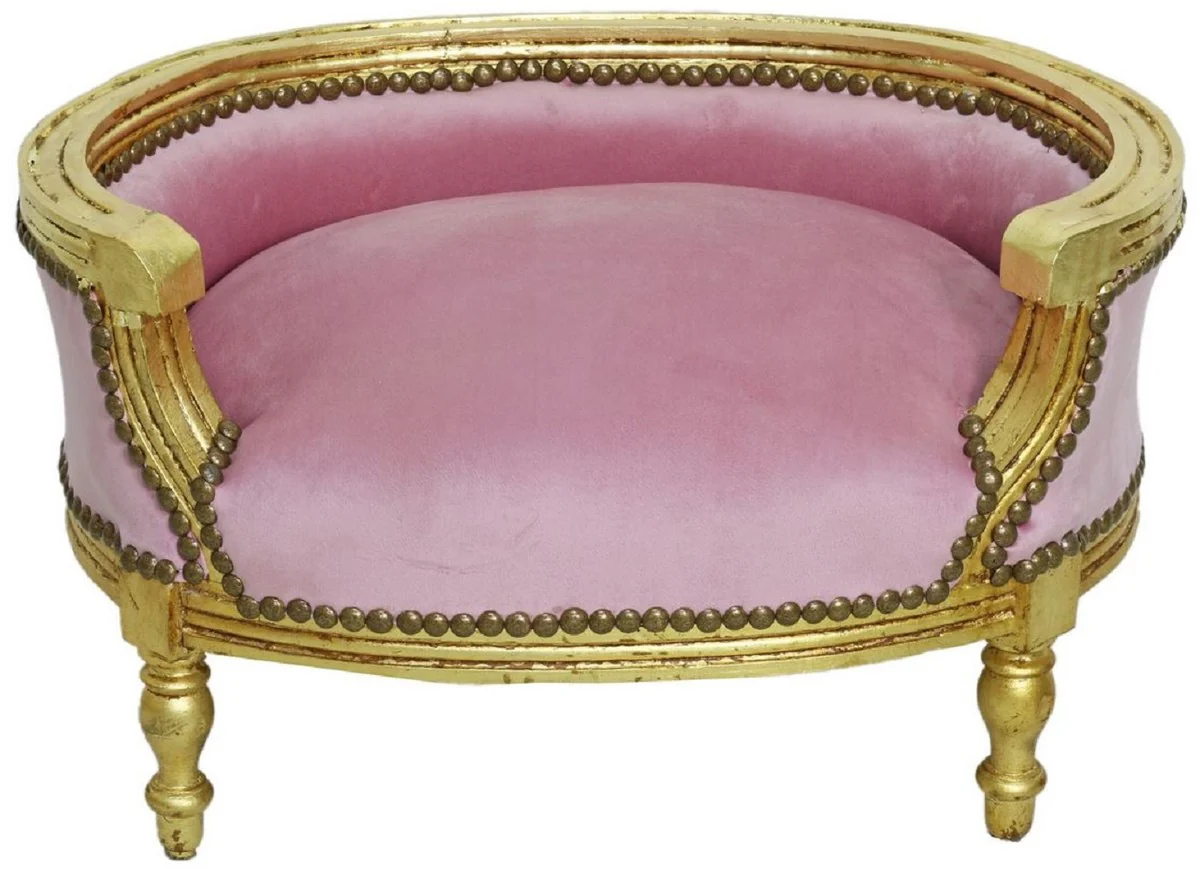 Baroque Dog Bed & Cat Bed Pink / Antique Gold - Handmade Dog & Cat Sofa in Baroque Style - Baroque Dog & Cat Furniture - Baroque Animal Furniture