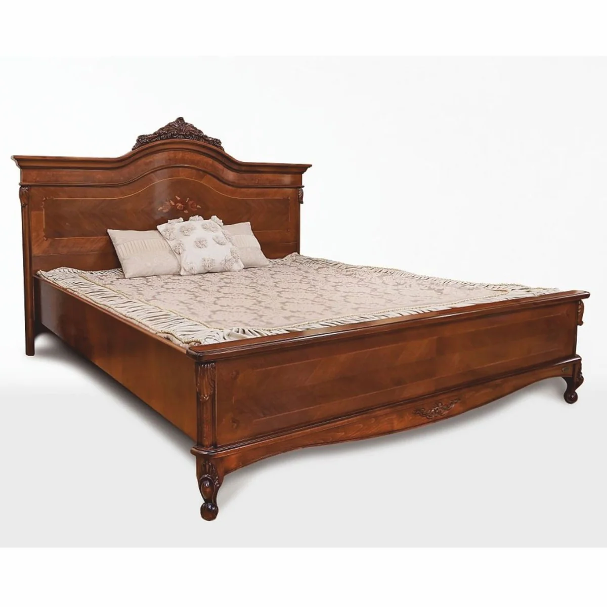 Luxury Baroque Double Bed Dark Brown - Baroque Bedroom Furniture