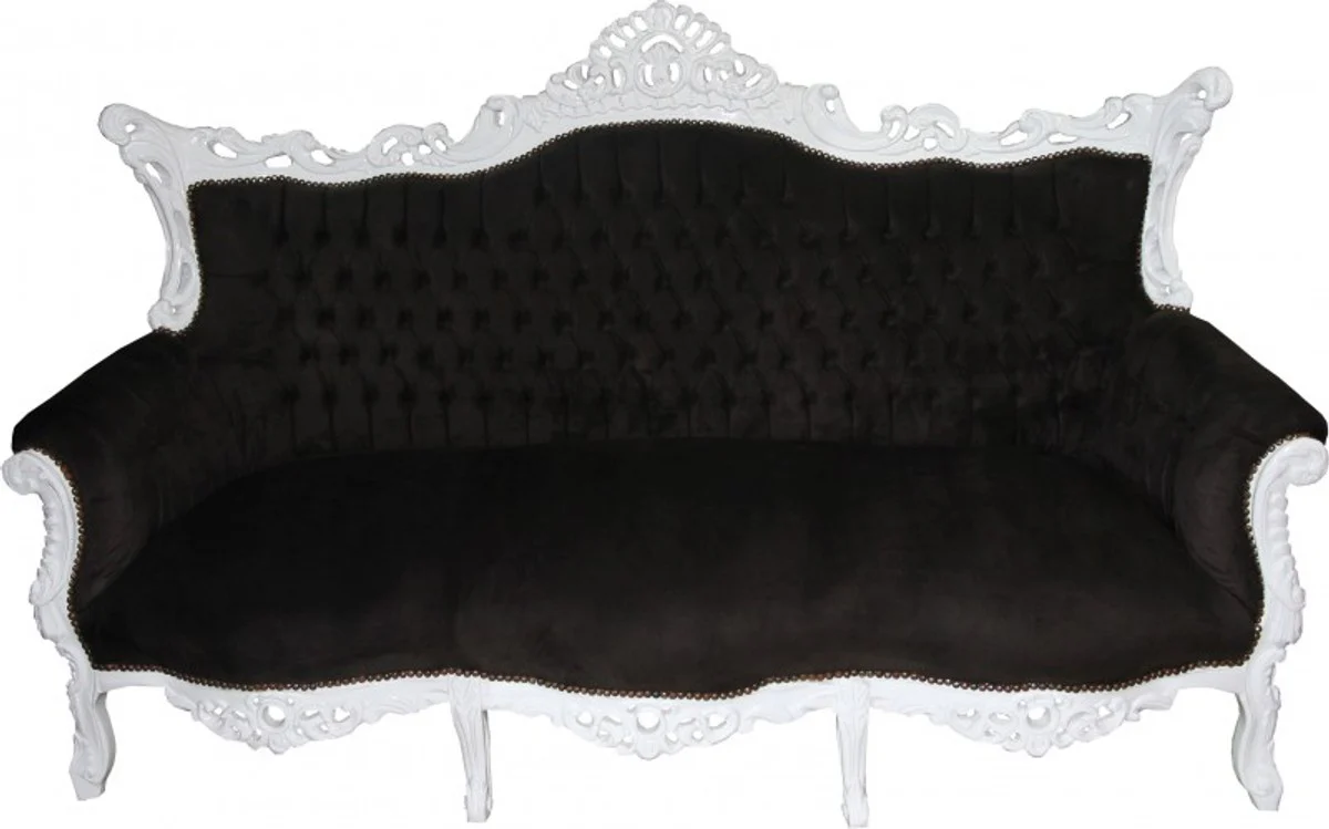 Baroque living room set Master black/white - 3-seater sofa + 2-seater sofa + 1 armchair