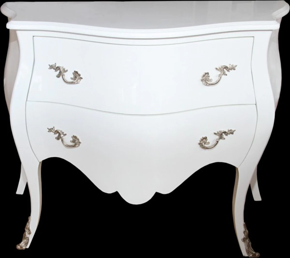 Baroque chest of drawers 100 cm white high gloss - furniture
