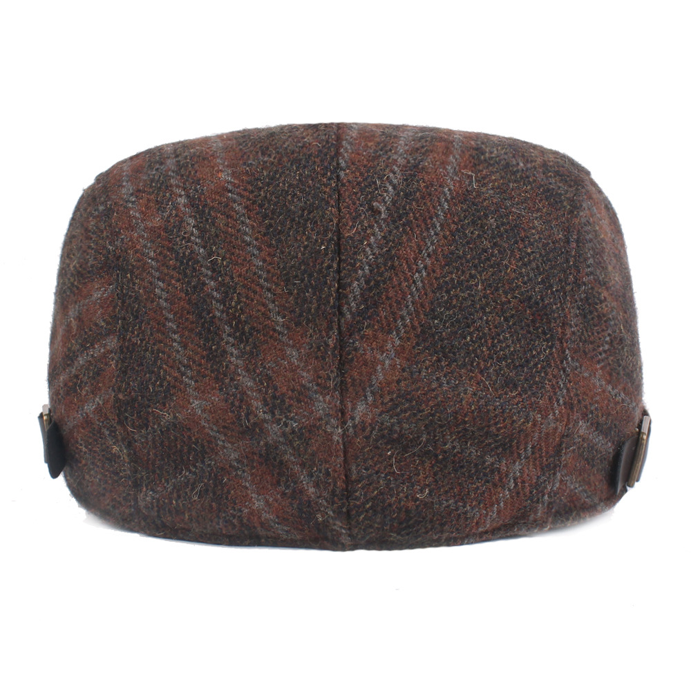 Autumn and winter woolen plaid beret 4 colors