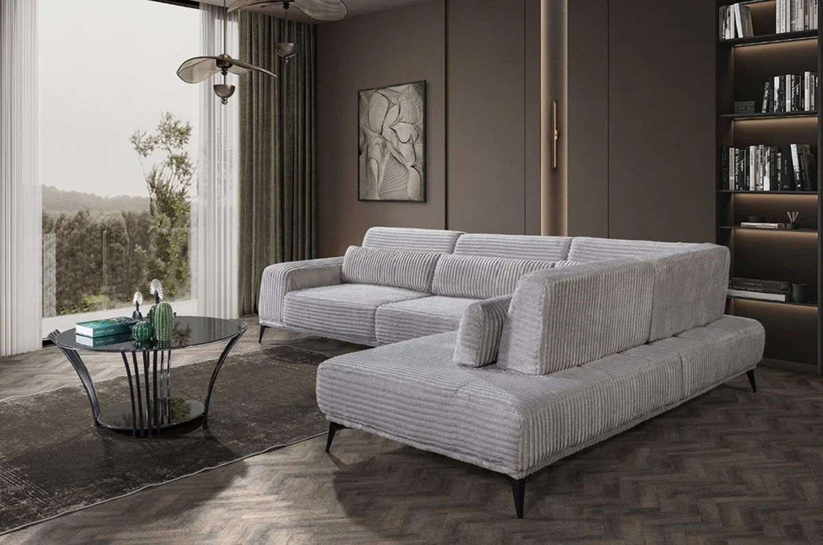 Luxury corner sofa with adjustable backrests gray / black 330 x 240 cm