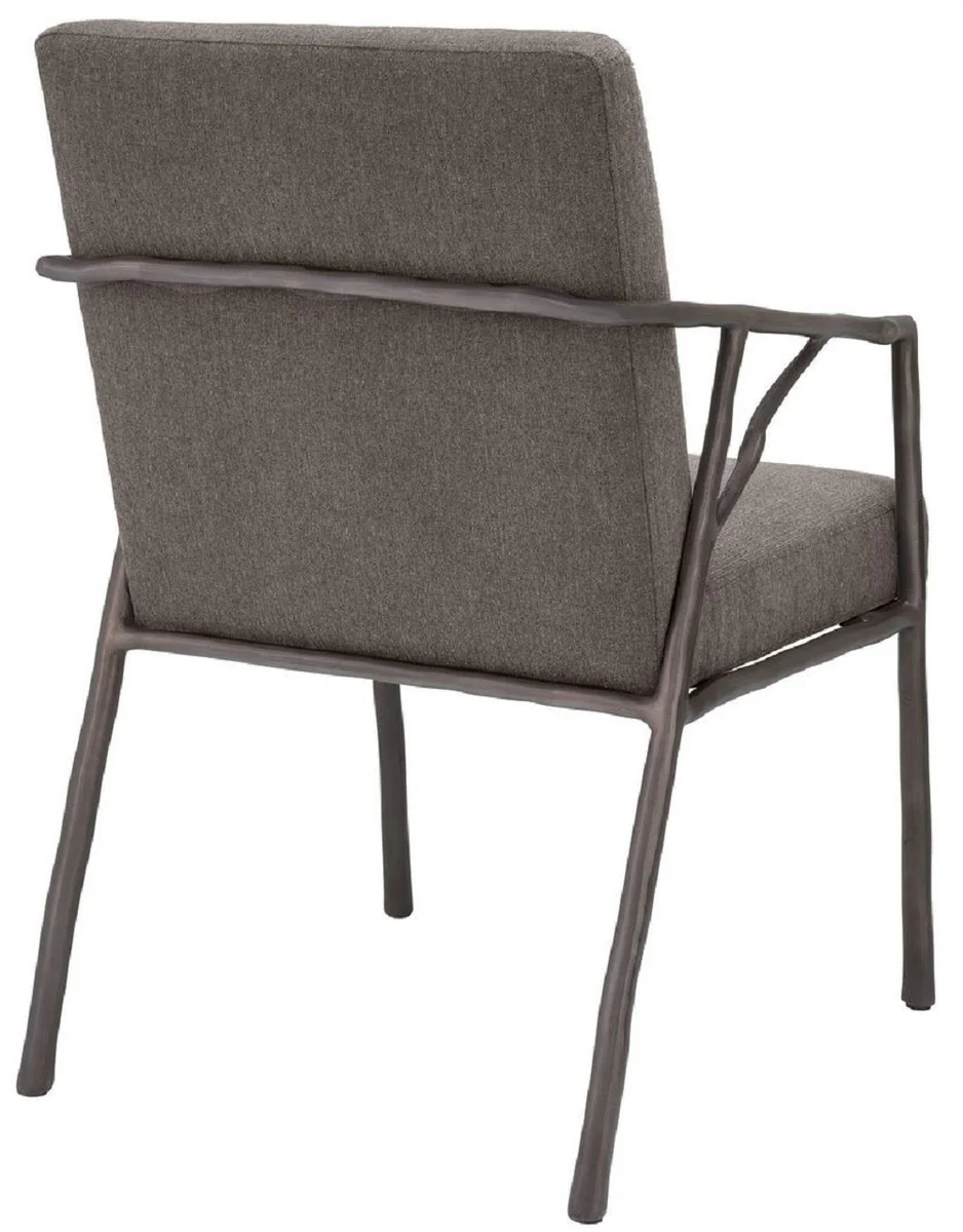 Luxury dining room chair gray brown / bronze 56 x 61 x H. 83 cm - Elegant kitchen chair with armrests - Luxury dining room furniture