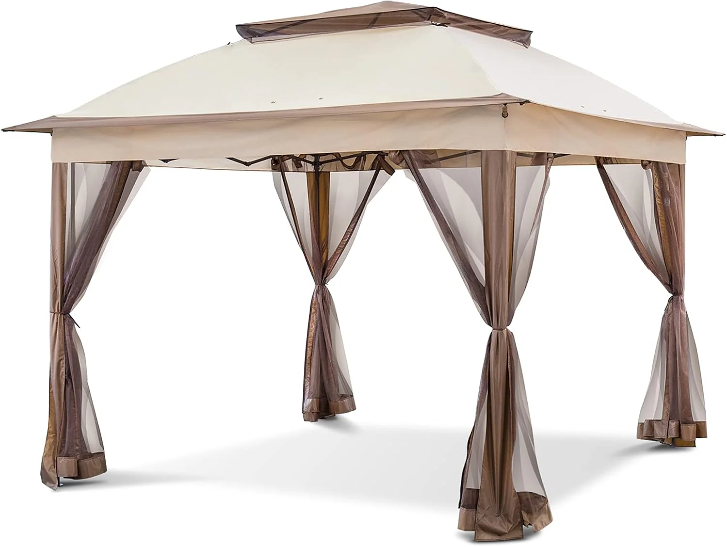 COOS BAY 11x11 Pop Up Gazebo with Mesh Netting, Instant Outdoor Canopy Tent, Water Resistant Shelter with UPF 50+ UV Protection, 121 Sq Ft Coverage, Beige