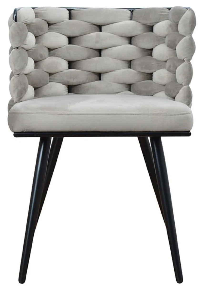 Luxury dining room chair set of 6 gray / black 53 x 46 x H. 75 cm - Luxury kitchen chairs - Dining room furniture - Kitchen furniture - Luxury furniture - Luxury furnishings - Dining room furnishings