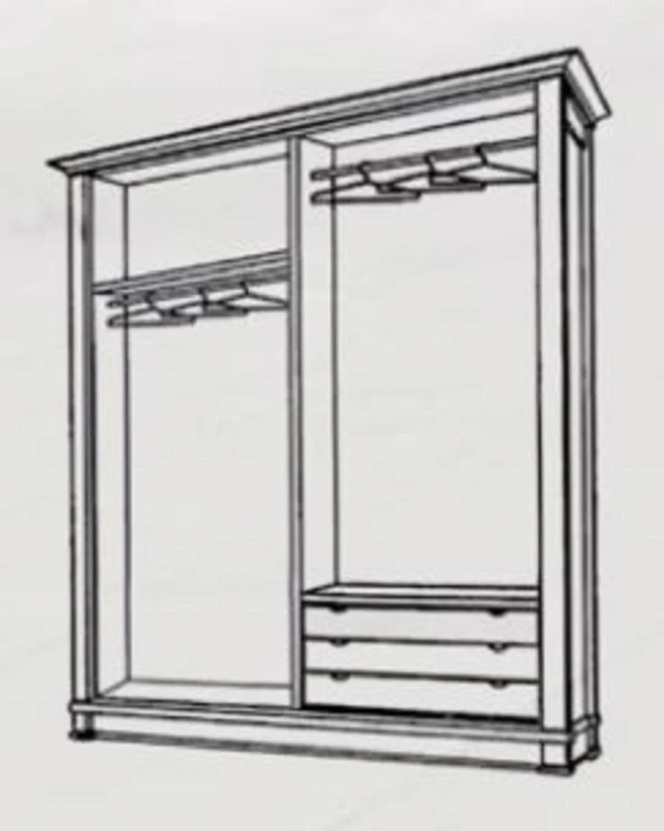 Luxury Baroque Bedroom Cabinet White / Silver - Solid Wood Wardrobe with 2 Sliding Doors in Baroque Style - Bedroom Furniture - Baroque Furniture - Luxury Quality - Made in Italy