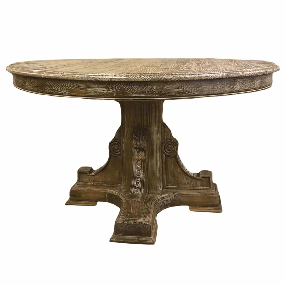 Luxury country house style dining table natural color / brown Ø 140 cm - dining room furniture