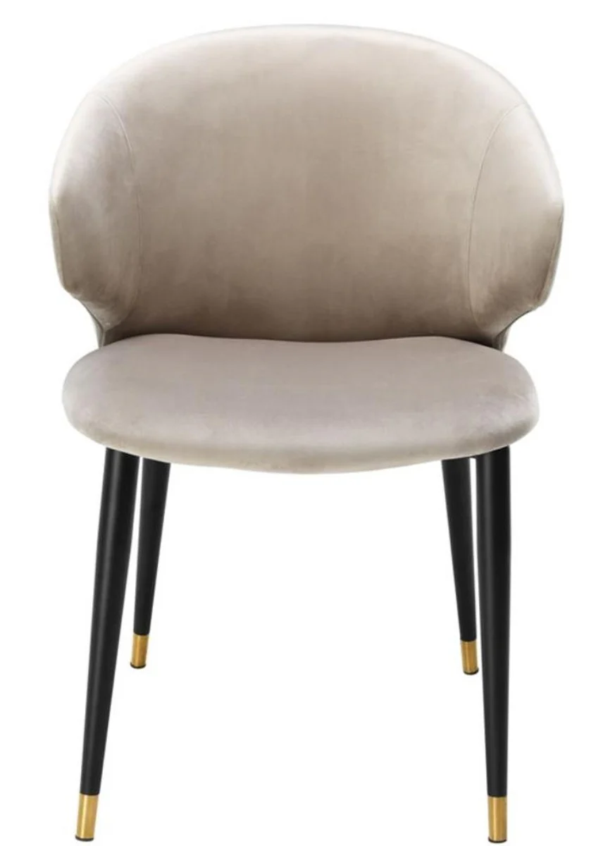 Luxury dining room chair with armrests beige / black / gold 57 x 66 x H. 83 cm - dining room furniture
