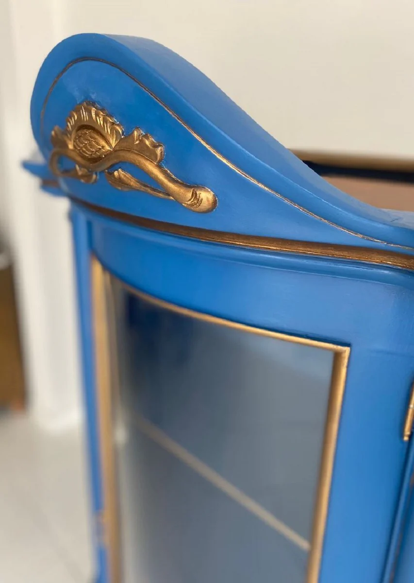 Luxury baroque display cabinet blue / gold - baroque style display cabinet with glass door - luxury dining room furniture in baroque style - baroque dining room furniture - noble & magnificent